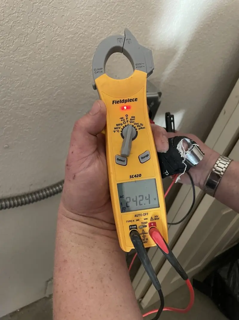 Voltage testing with clamp meter during Generator Installation in East Pennsboro